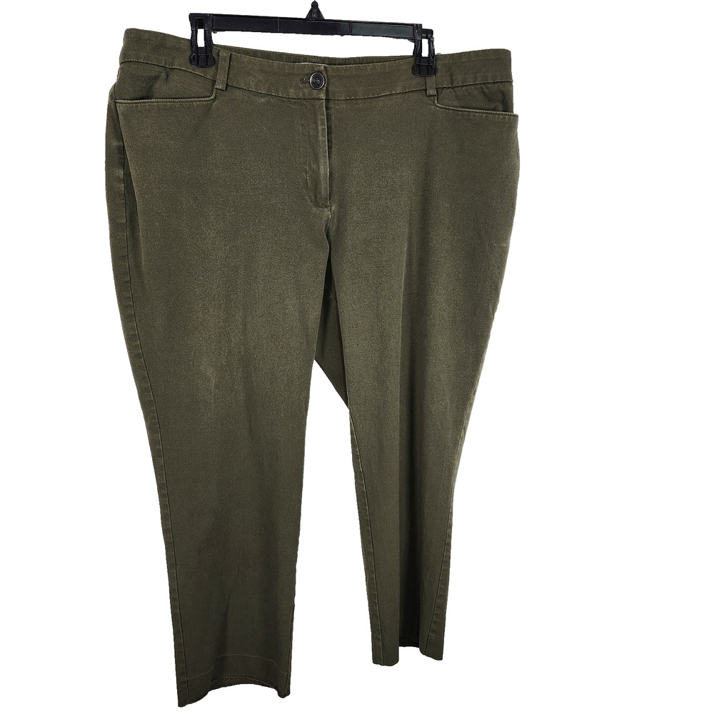 41 Hawthorn Women’s Cropped Pants Stretch Olive Green Size 18W Cotton Viscous